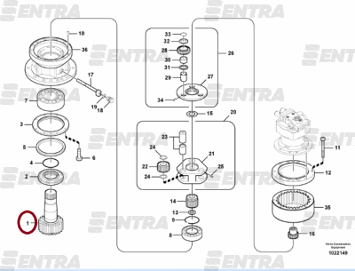 14528929 вал редуктора поворота